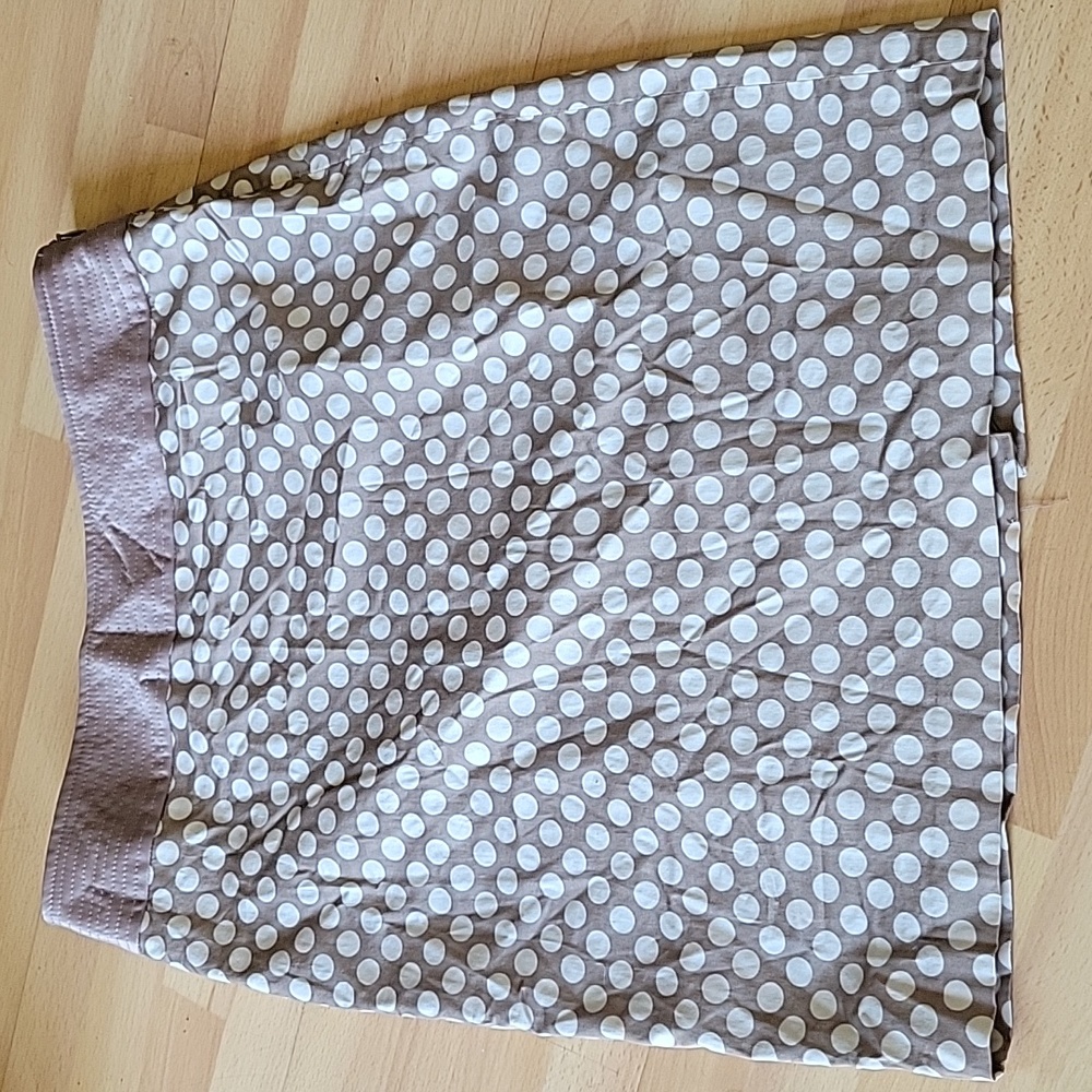 The Limited skirt, size 8, tan with white polka dots.